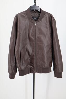 Slate & Stone Bomber Jacket Men's Brown Leather Full Zip Pocket Size L